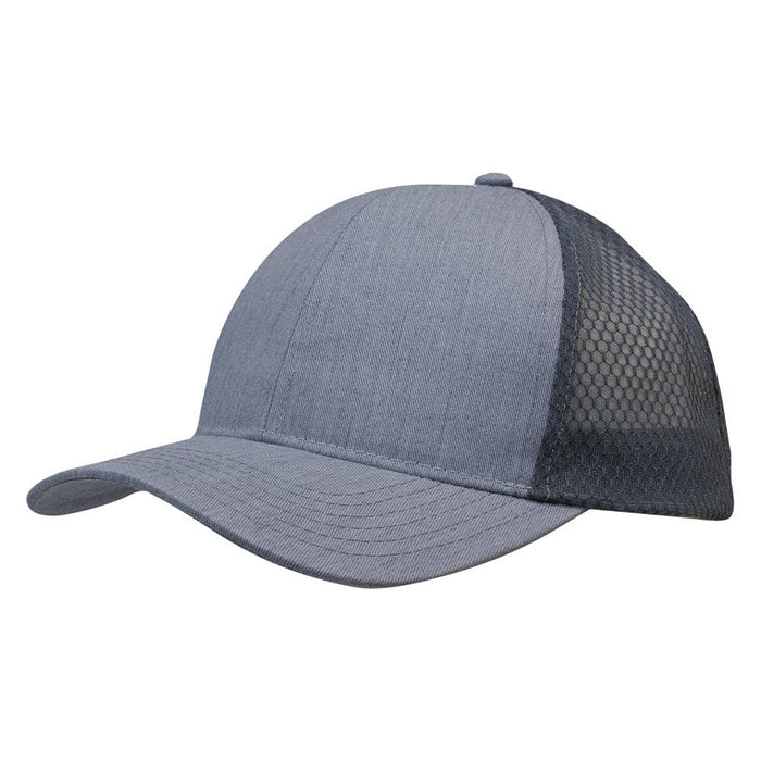 Custom Logo Headwear Canada Light Brushed Poly Cotton Marle with honeycomb mesh