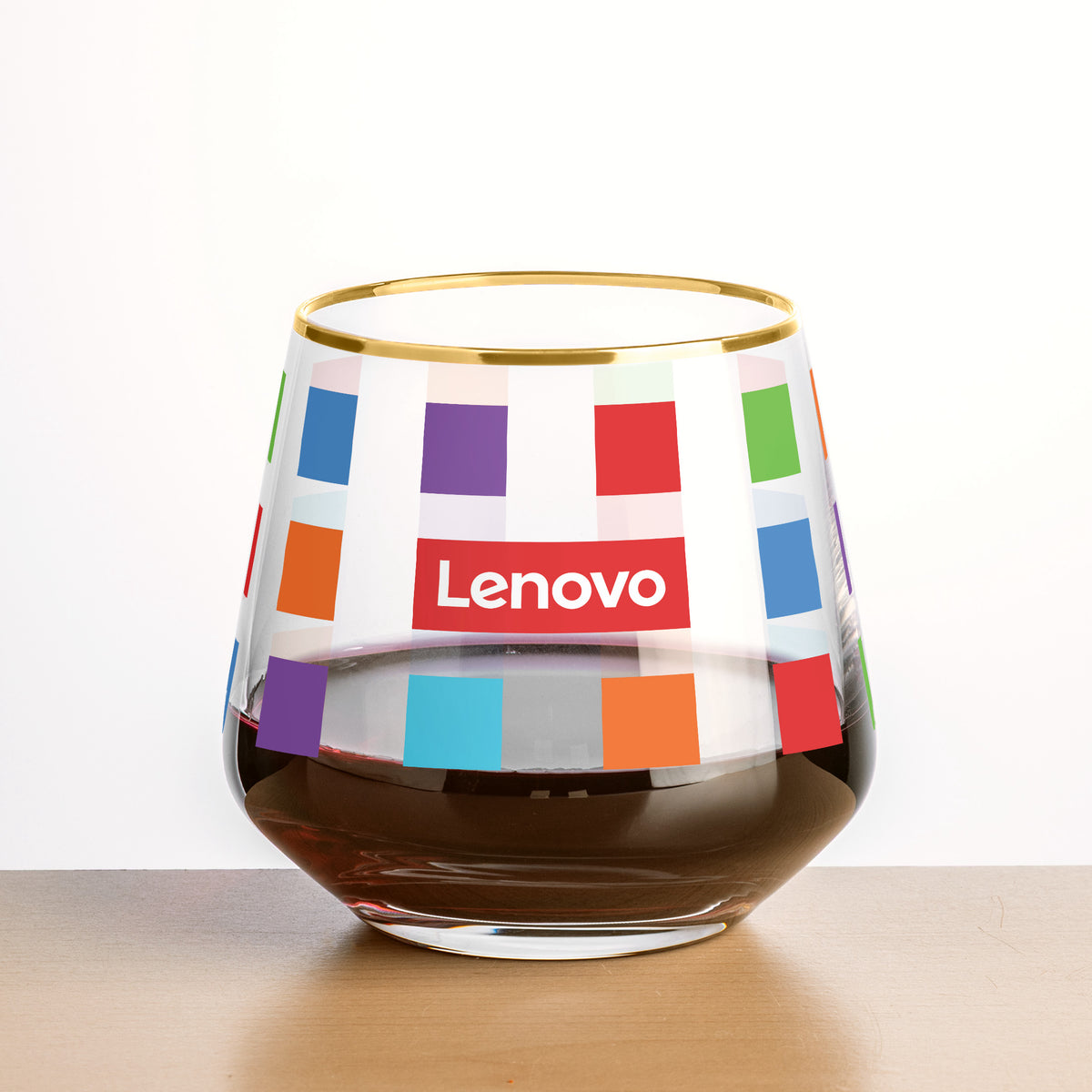 Custom Logo Tucson Gold Rim Stemless Wine - VividPrint™