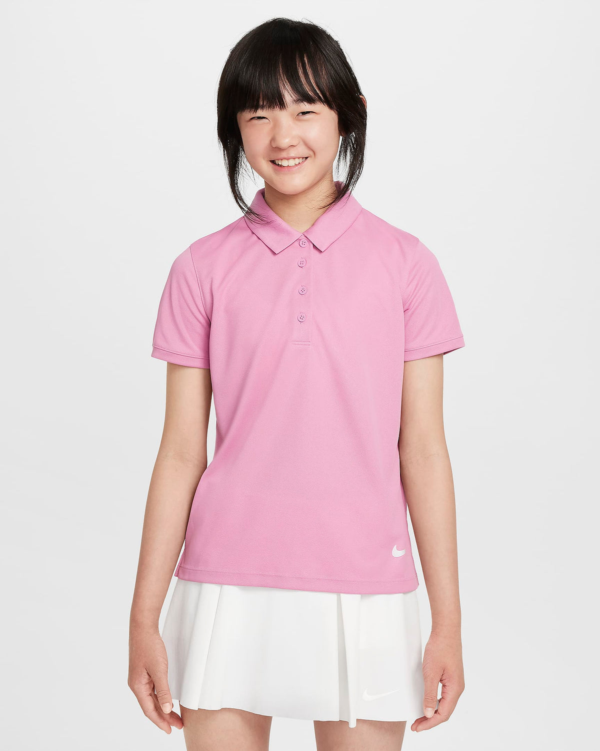 Nike Dri-FIT Victory Big Kids' (Girls') Golf Polo - Magic Flamingo / White