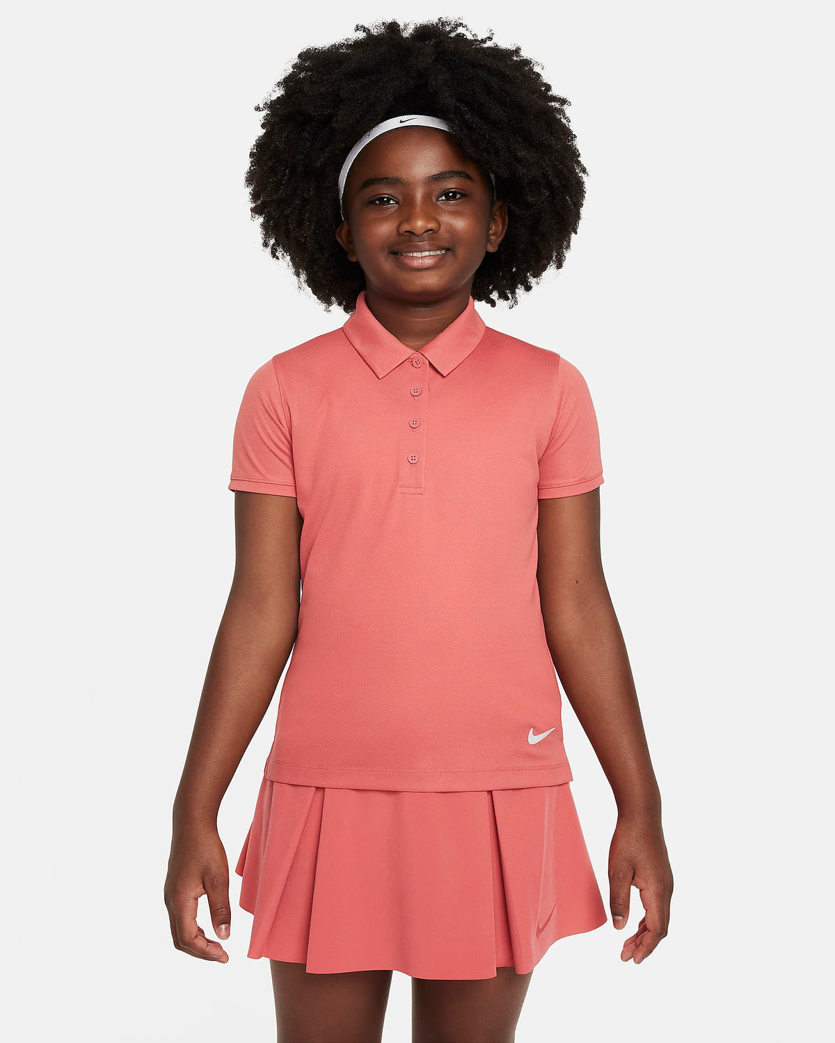 Nike Dri-FIT Victory Big Kids' (Girls') Golf Polo - Adobe / White