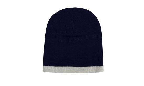 Custom Logo Headwear Canada Roll Down Two Tone Acrylic Beanie - Toque