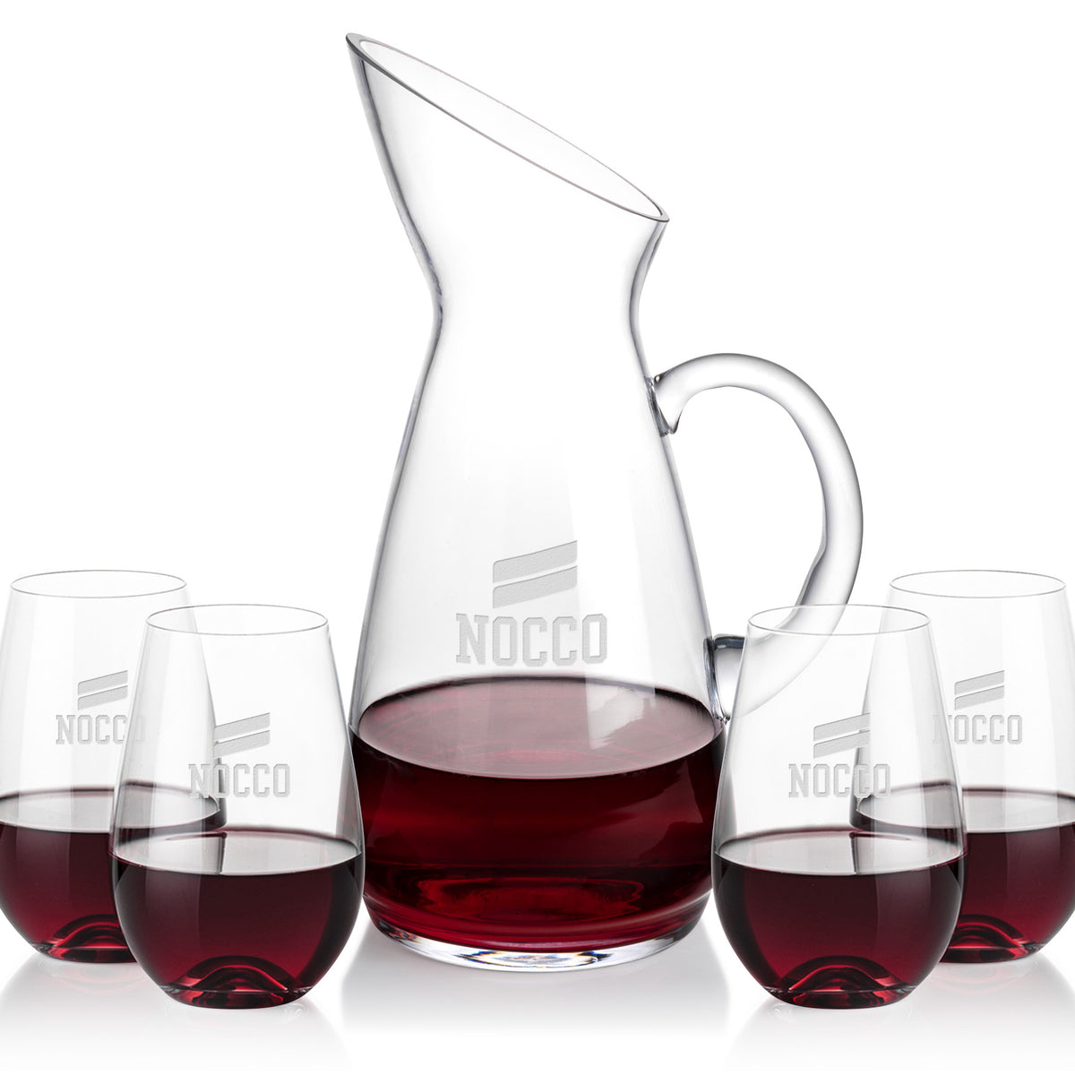 Custom Logo Taroni Carafe & Boston Stemless Wine