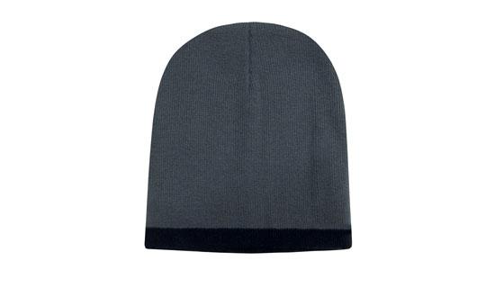 Custom Logo Headwear Canada Roll Down Two Tone Acrylic Beanie - Toque