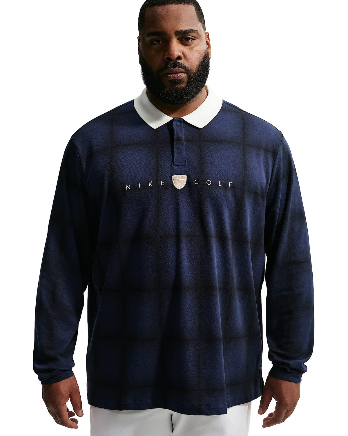 Nike Fairway Fresh Men's Dri-FIT Loose Long-Sleeve Golf Polo - Midnight Navy / Sail