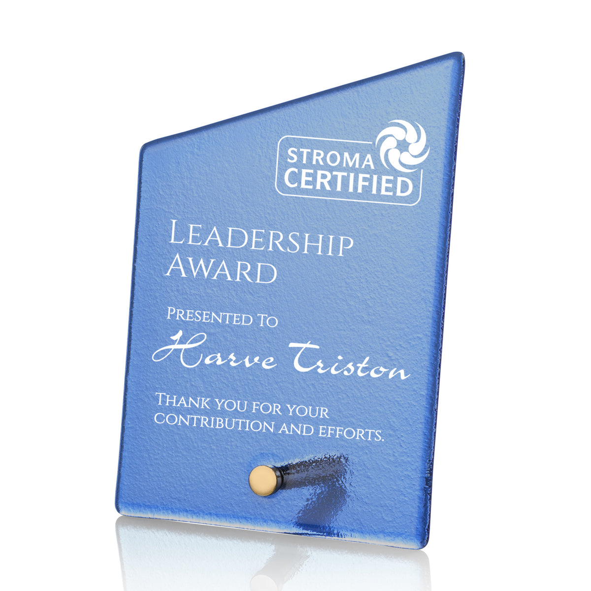 Custom Logo Atchison Blue Slant Award - Gold