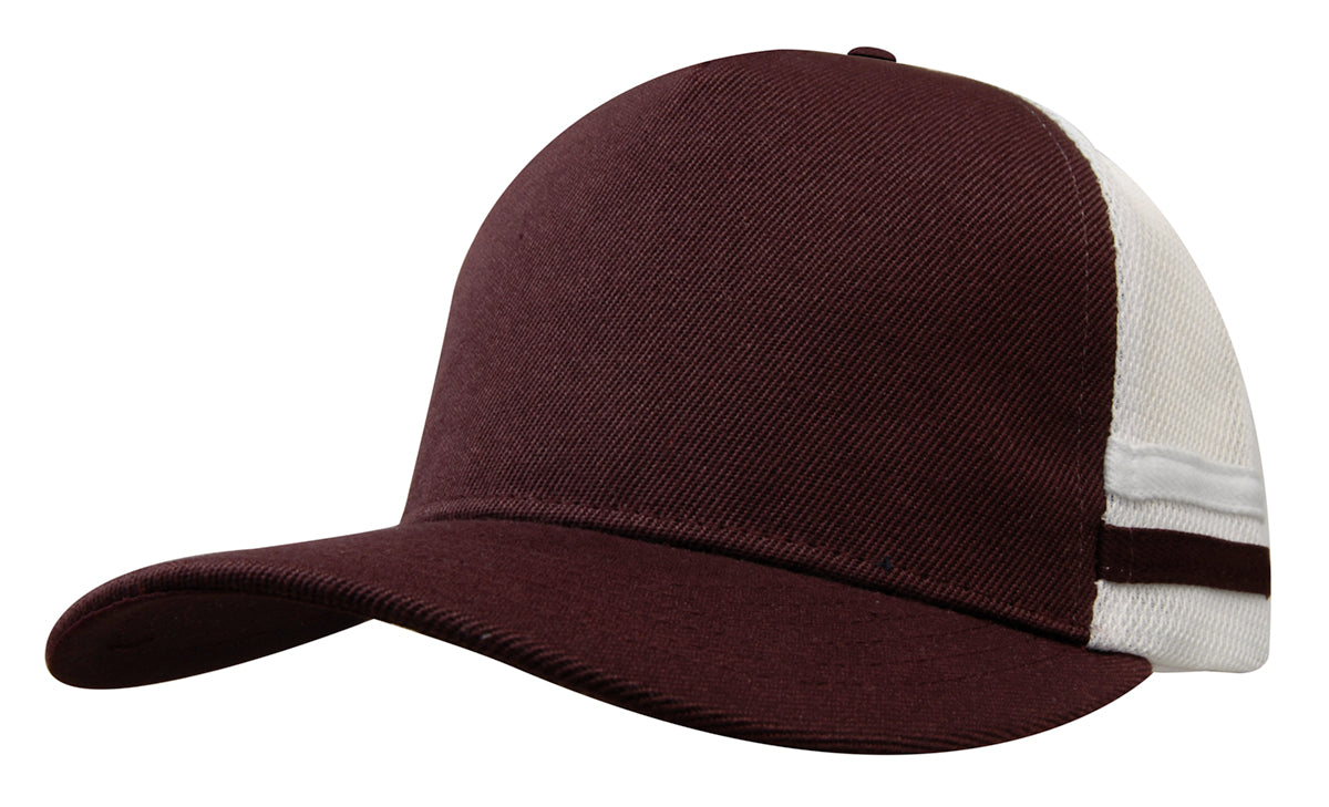 Custom Logo Headwear Canada American Premium Twill/Mesh Deep Fit Trucker with Stripes