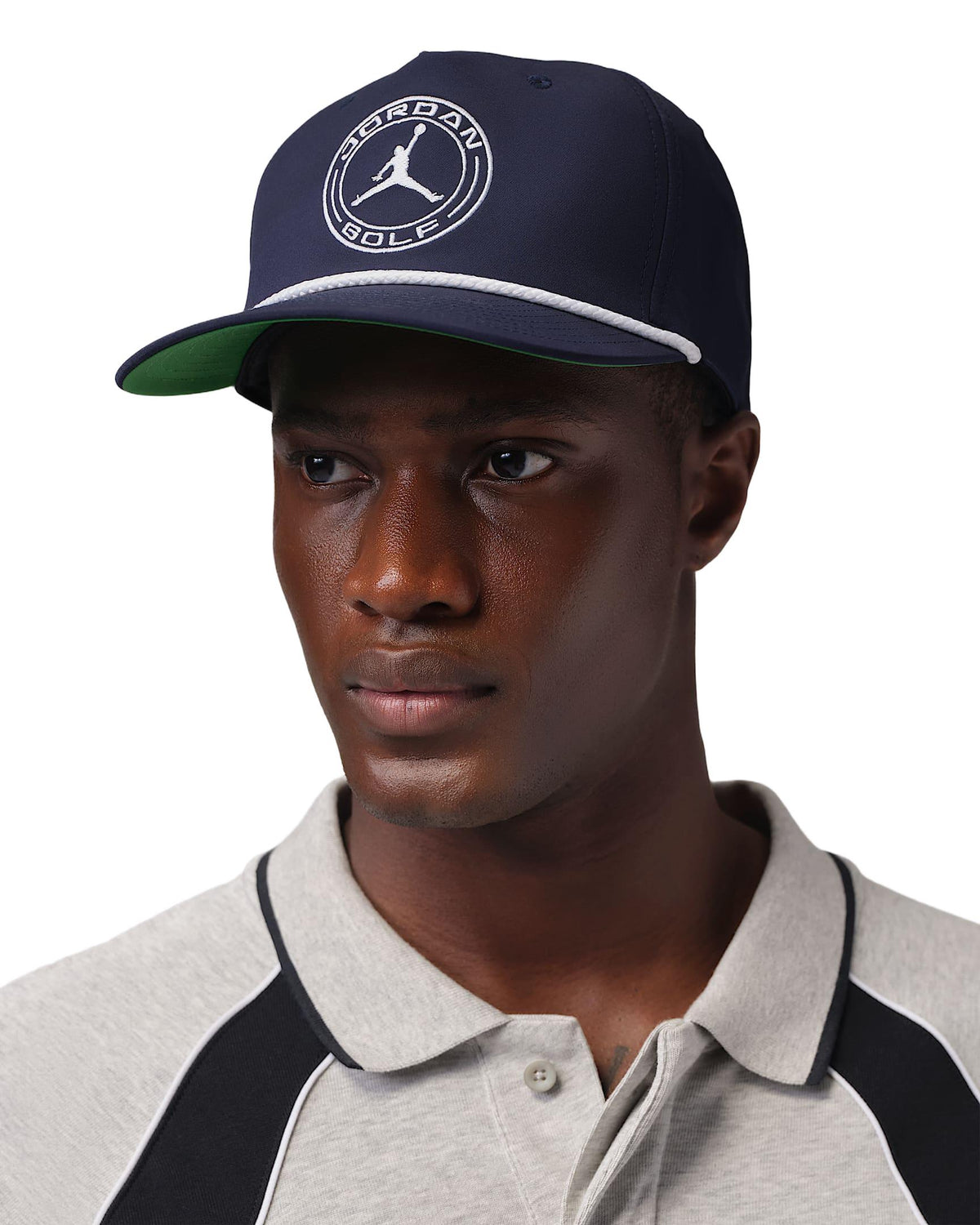 Nike Jordan Pro Structured Dri-FIT Flat-Brim Golf Hat - Obsidian / Kelly Green / White
