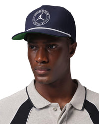 Nike Jordan Pro Structured Dri-FIT Flat-Brim Golf Hat - Obsidian / Kelly Green / White