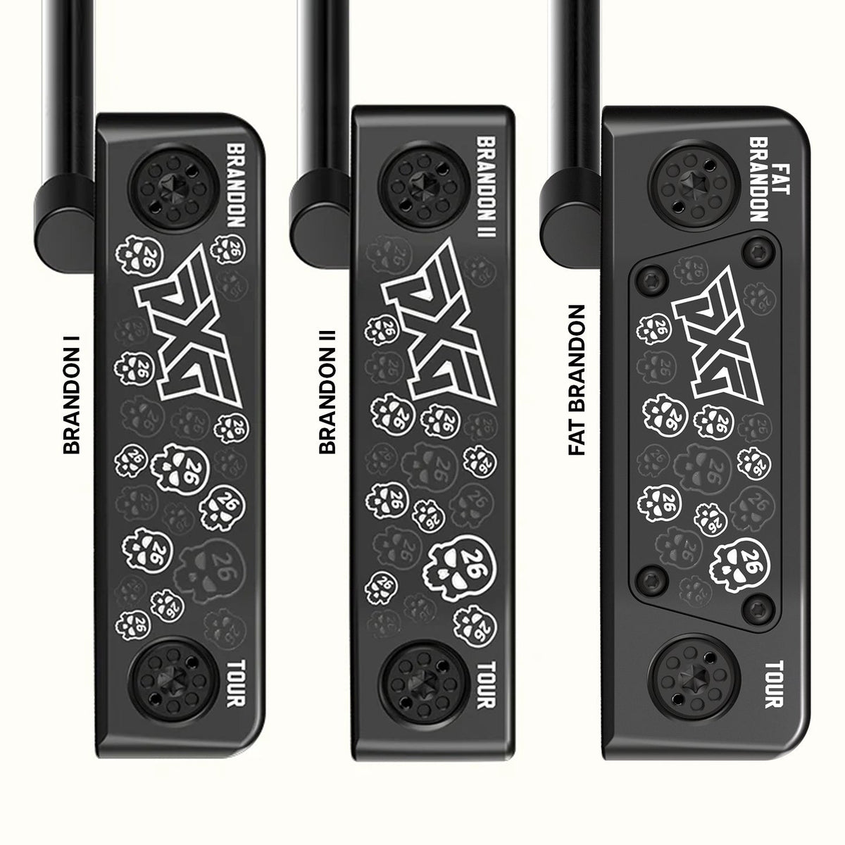 PXG Tour Series Brandon, Brandon II and Fat Brandon sole comparison