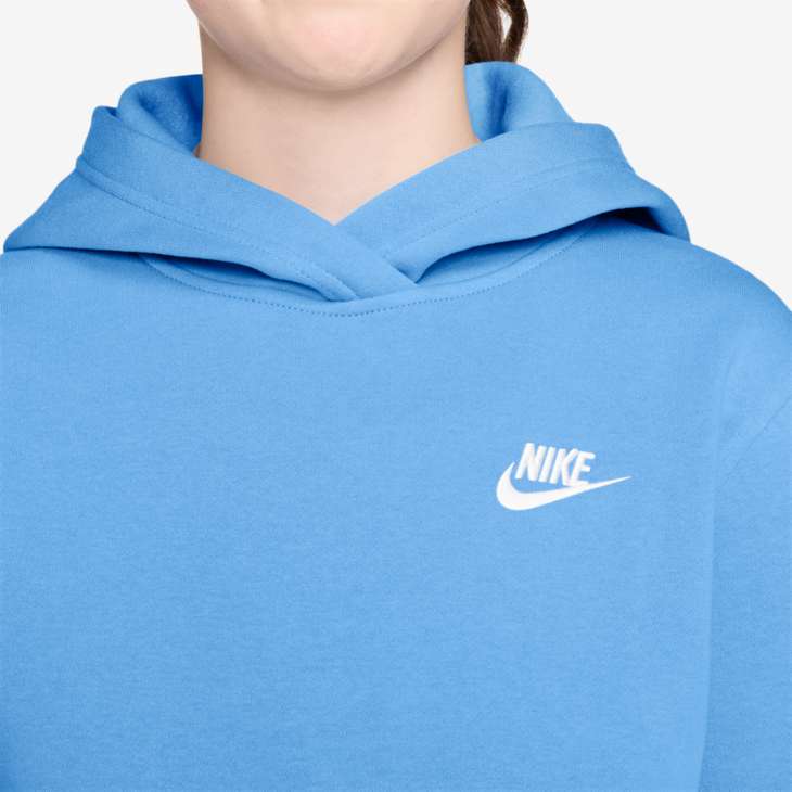 Nike Sportswear Club Fleece Big Kids' Pullover Hoodie - Football Blue / White