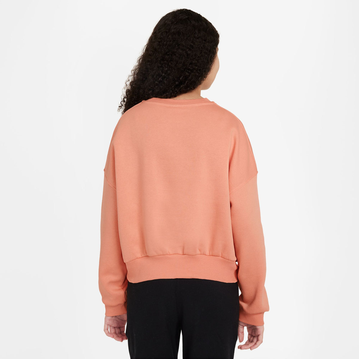 Nike Sportswear Club Fleece Girls' Boxy Crew-Neck Sweatshirt - Apricot Agate / White