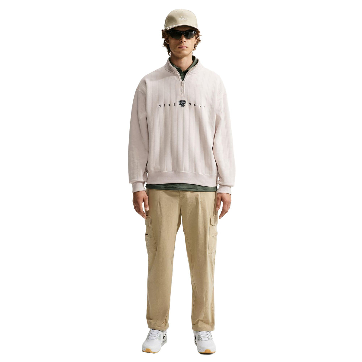 Nike Fairway Fresh Men's Therma-FIT Oversized 1/2-Zip Golf Top - Light Orewood Brown / Black