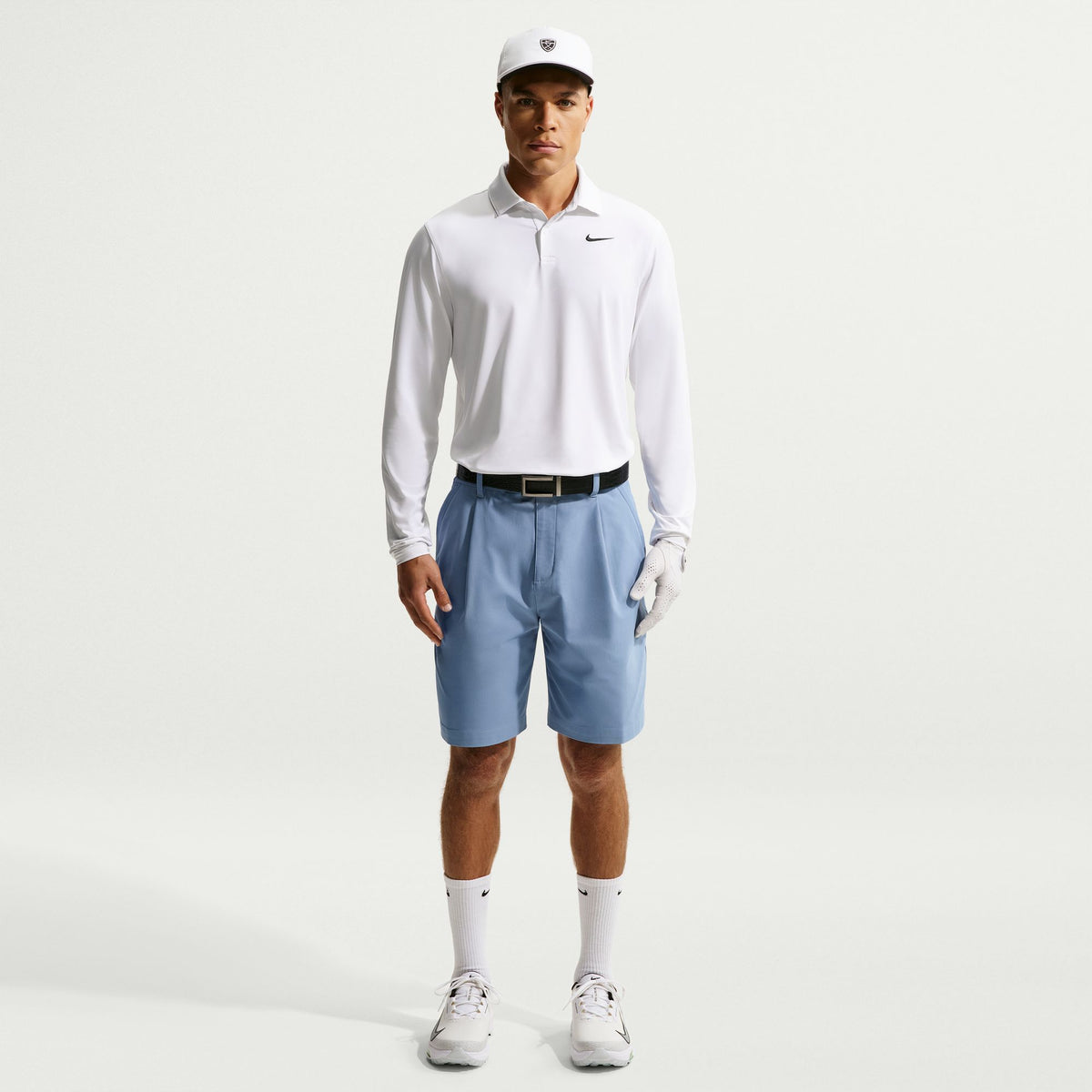 Nike Velocity Men's Dri-FIT Long-Sleeve Chest Logo Golf Polo - White / Black