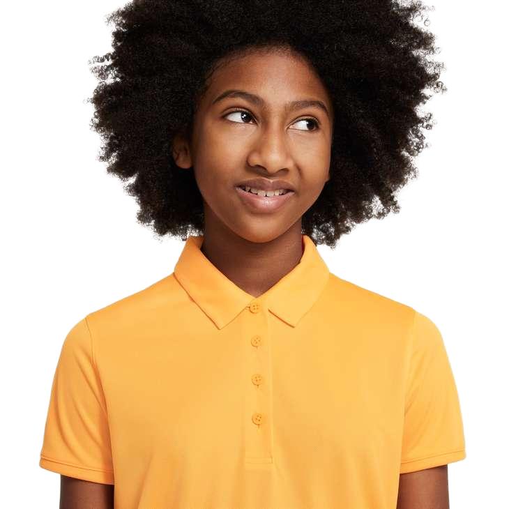 Nike Dri-FIT Victory Big Kids' (Girls') Golf Polo - Vivid Orange / White
