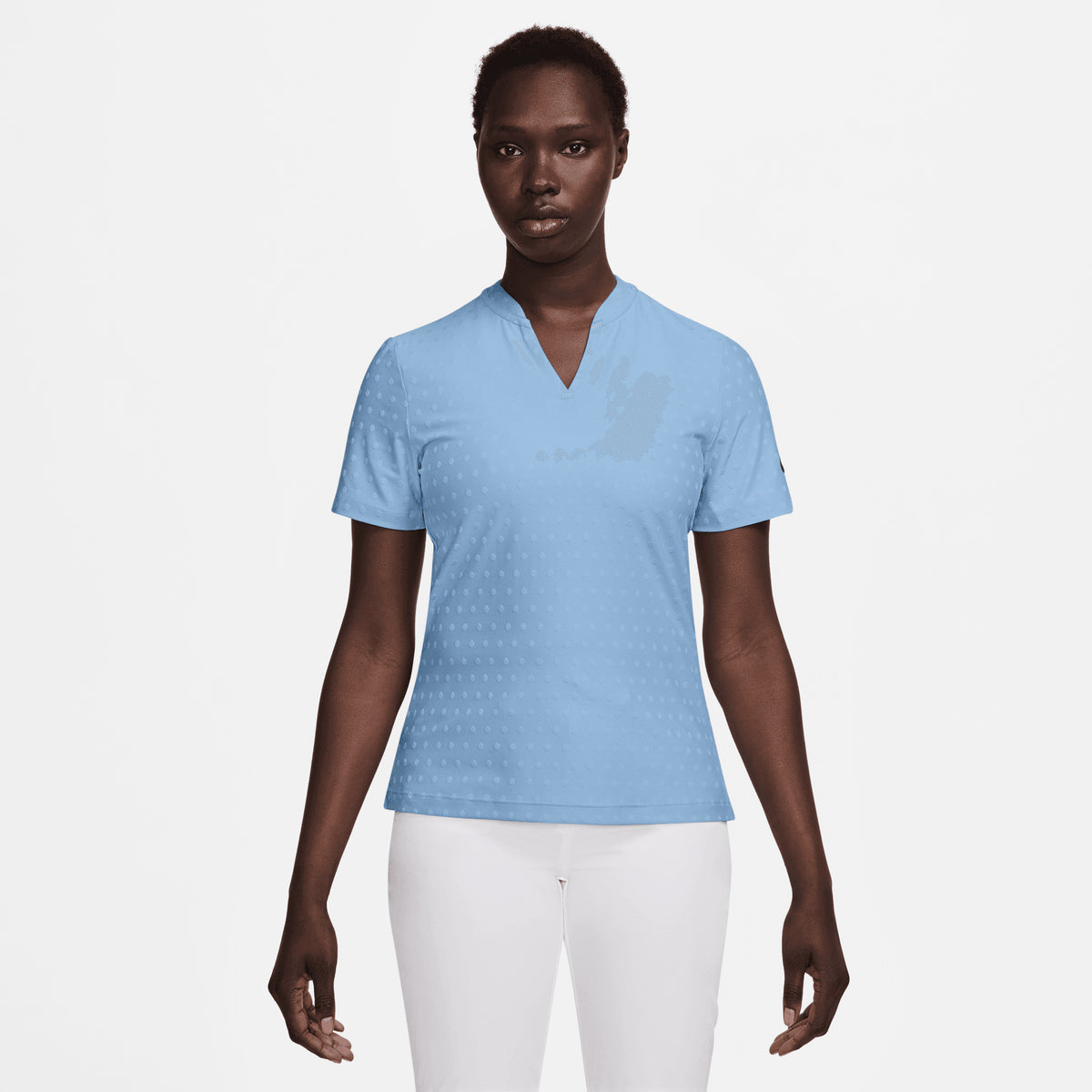 Nike Tour Women's Dri-FIT Short-Sleeve Blade Jacquard Golf Polo - Psychic Blue / Black