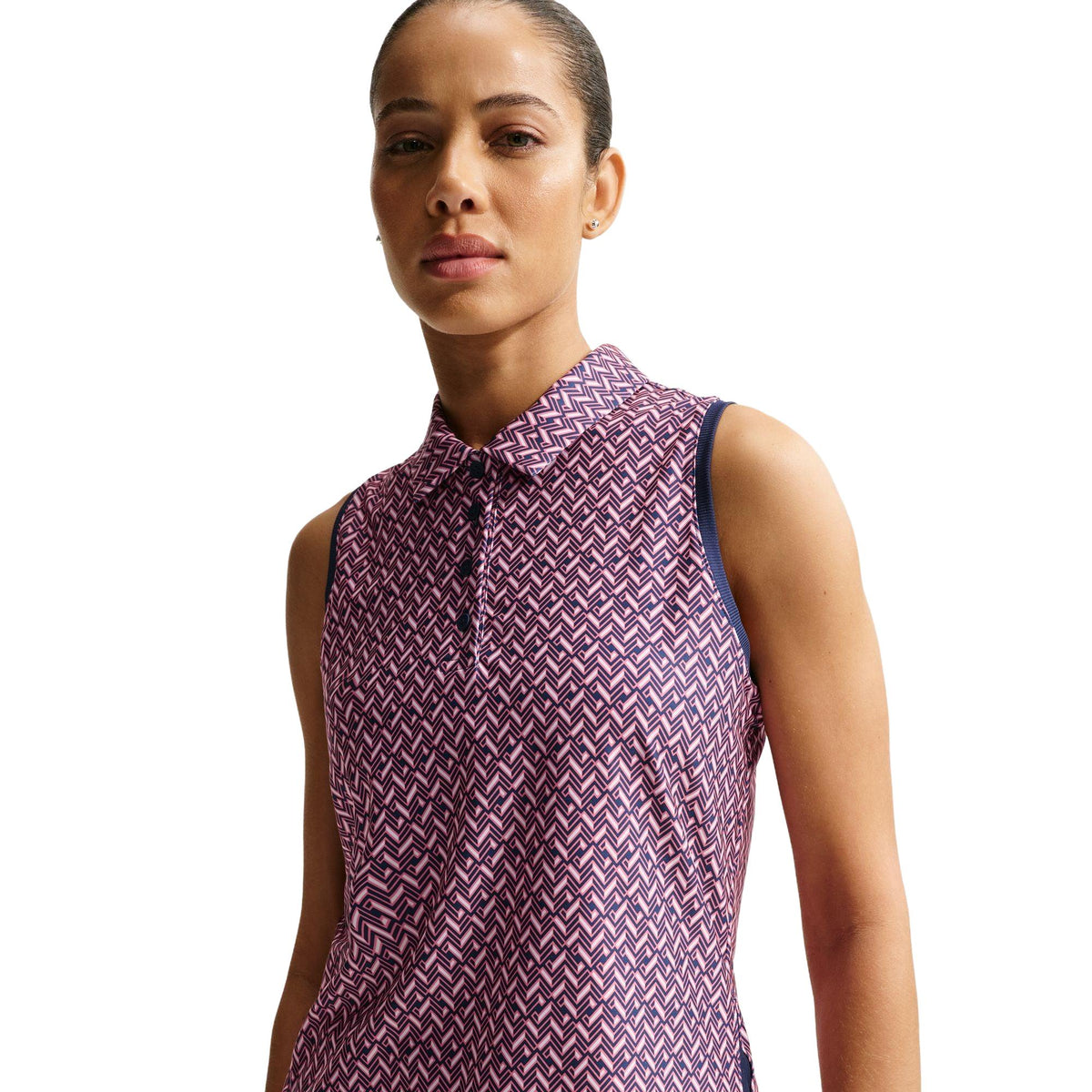 Nike Victory Women's Dri-FIT Sleeveless Printed Golf Polo - Midnight Navy / white