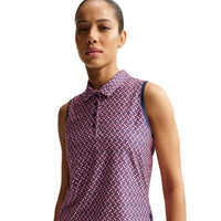 Nike Victory Women's Dri-FIT Sleeveless Printed Golf Polo - Midnight Navy / white