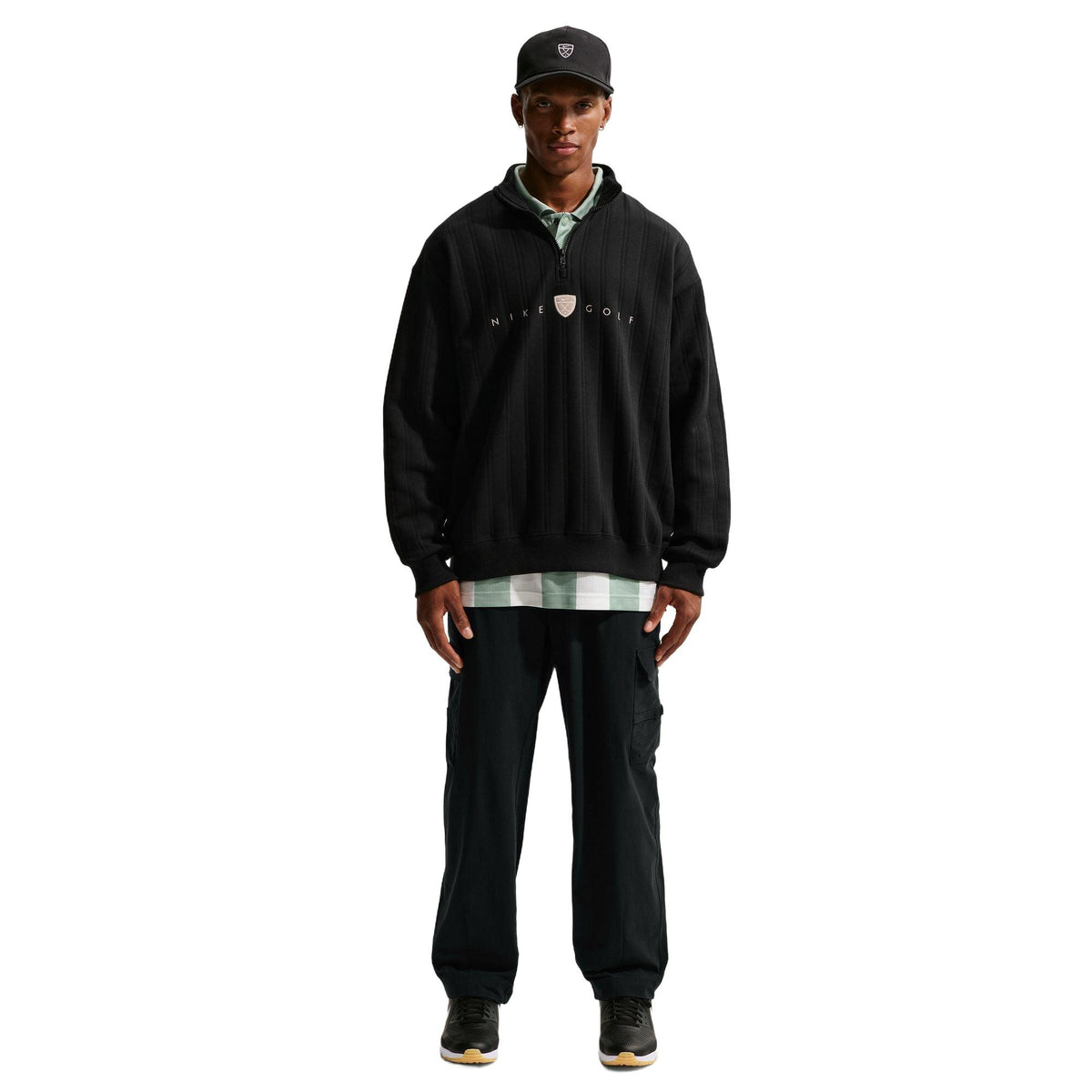 Nike Fairway Fresh Men's Therma-FIT Oversized 1/2-Zip Golf Top - Black / Limestone