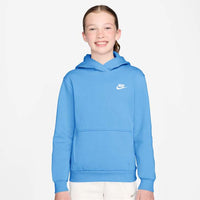 Nike Sportswear Club Fleece Big Kids' Pullover Hoodie - Football Blue / White