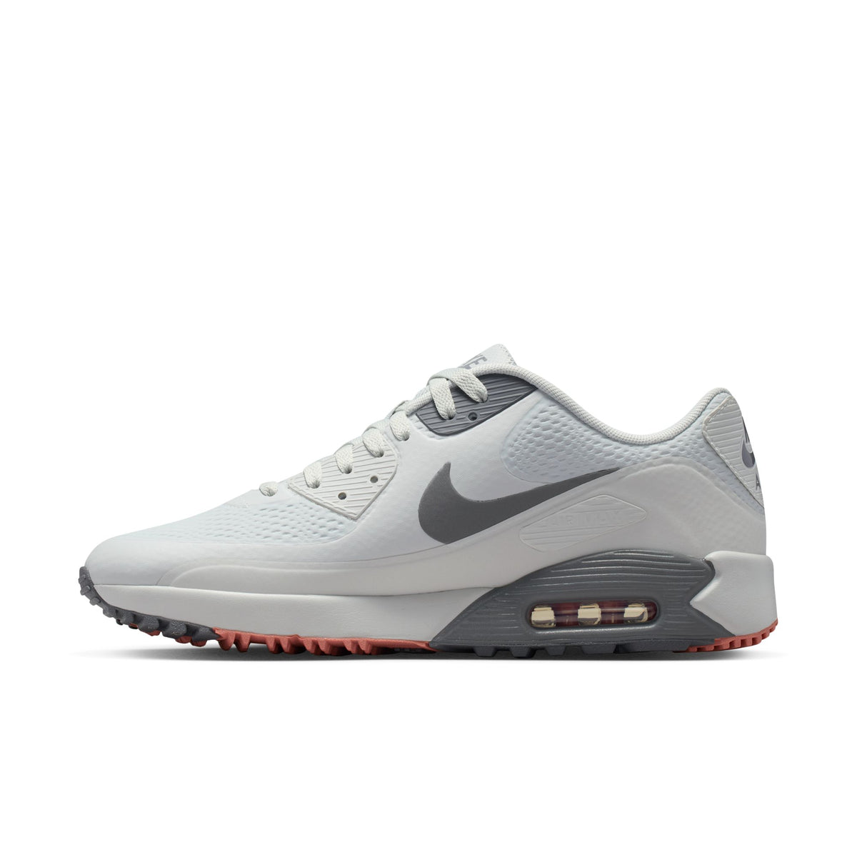 Nike Air Max 90 G Golf Shoes - Mens - Photon Dust/Red Stardust/Pencil Point