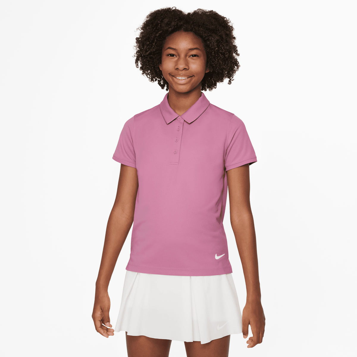 Nike Dri-FIT Victory Big Kids' (Girls') Golf Polo - Magic Flamingo / White