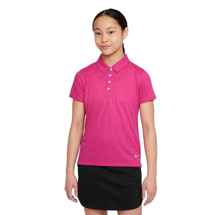 Nike Dri-FIT Victory Big Kids' (Girls') Golf Polo - Active Pink / White