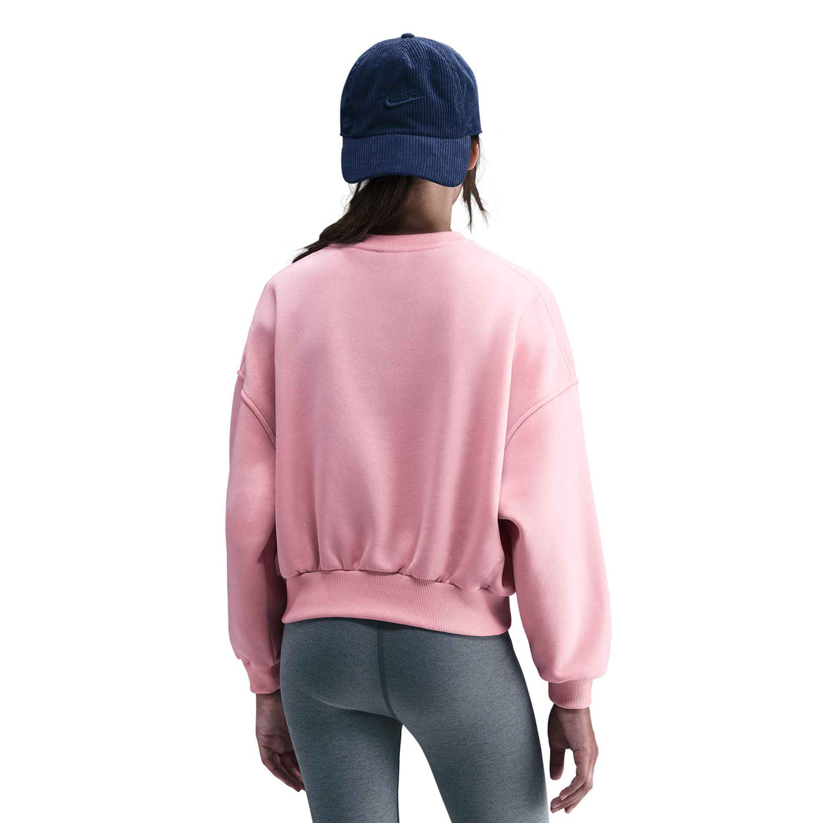 Nike Sportswear Club Fleece Girls' Boxy Crew-Neck Sweatshirt - Medium Soft Pink / White