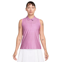 Nike Victory Women's Dri-FIT Sleeveless Printed Golf Polo - Light Magenta / Light Bordeaux / White