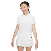 Nike Dri-FIT Victory Big Kids' (Girls') Golf Polo - White / Black