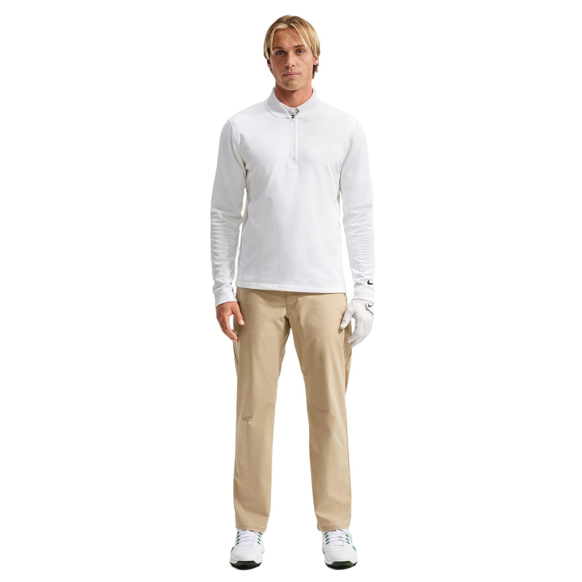 Nike Velocity Men's Therma-FIT 1/2-Zip Golf Top - White / Black