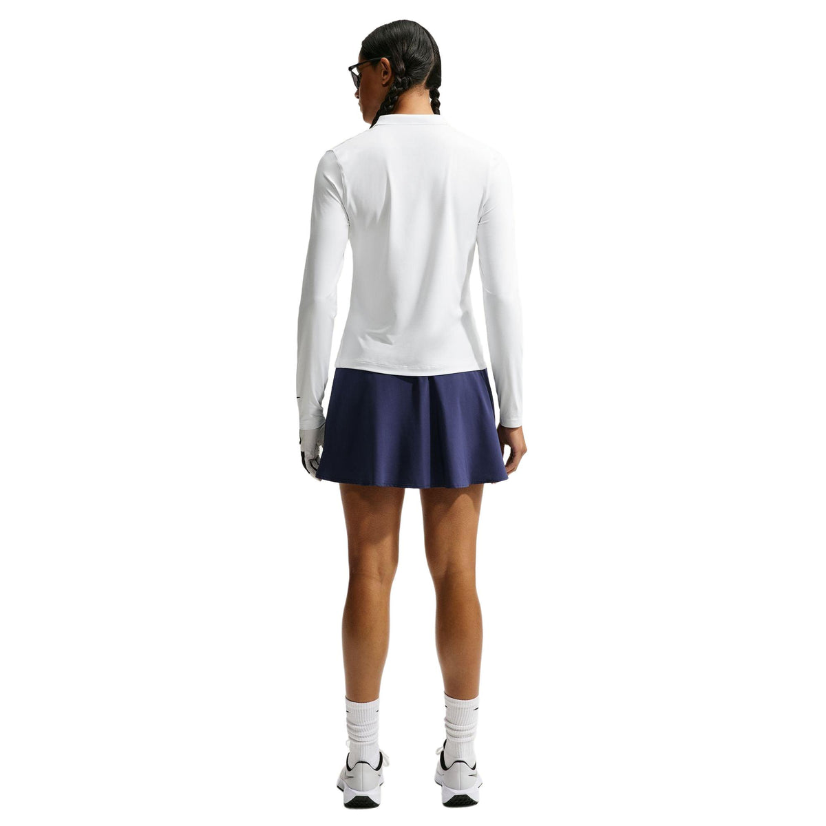 Nike Golf Club Women's Dri-FIT UV Long-Sleeve Golf Polo - White / Black