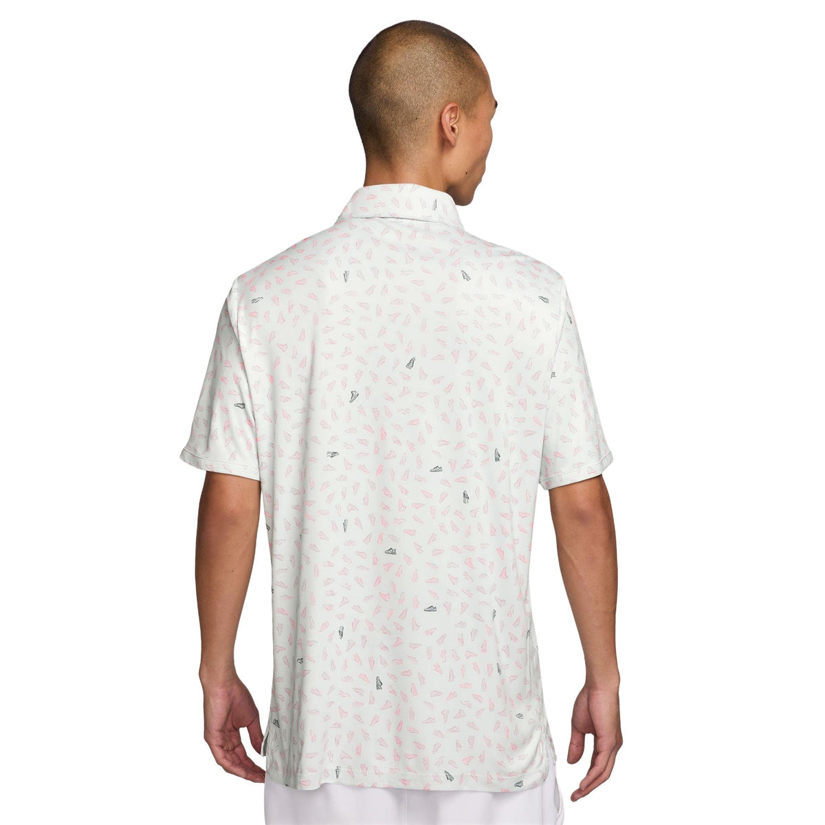 Nike Par Men's Dri-FIT Golf Polo - Shoe Print - White / Hot Lava