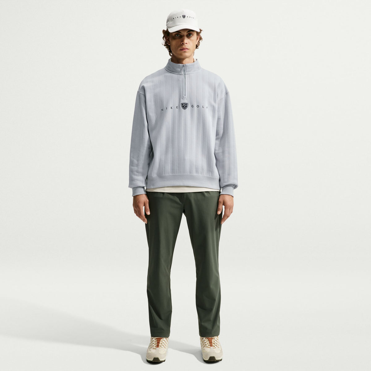 Nike Fairway Fresh Men's Therma-FIT Oversized 1/2-Zip Golf Top - Wolf Grey / Black
