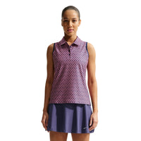 Nike Victory Women's Dri-FIT Sleeveless Printed Golf Polo - Midnight Navy / white