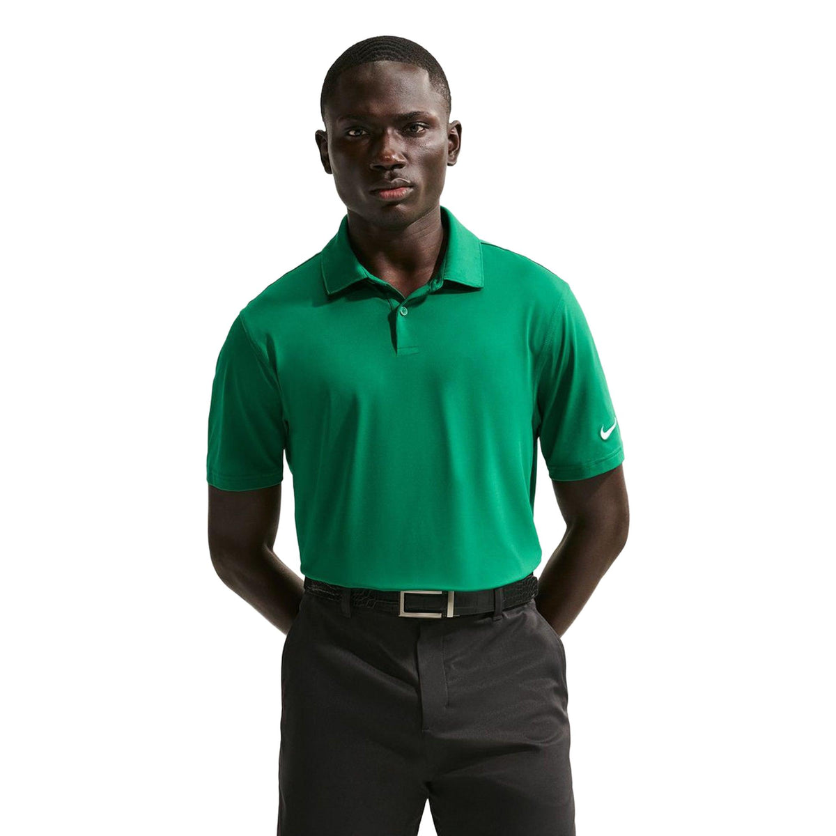 Nike Velocity Men's Dri-FIT Sleeve Logo Golf Polo - Malachite / white