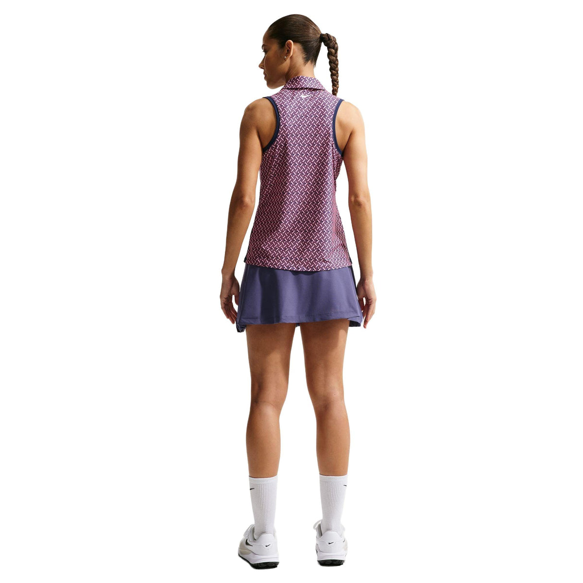 Nike Victory Women's Dri-FIT Sleeveless Printed Golf Polo - Midnight Navy / white
