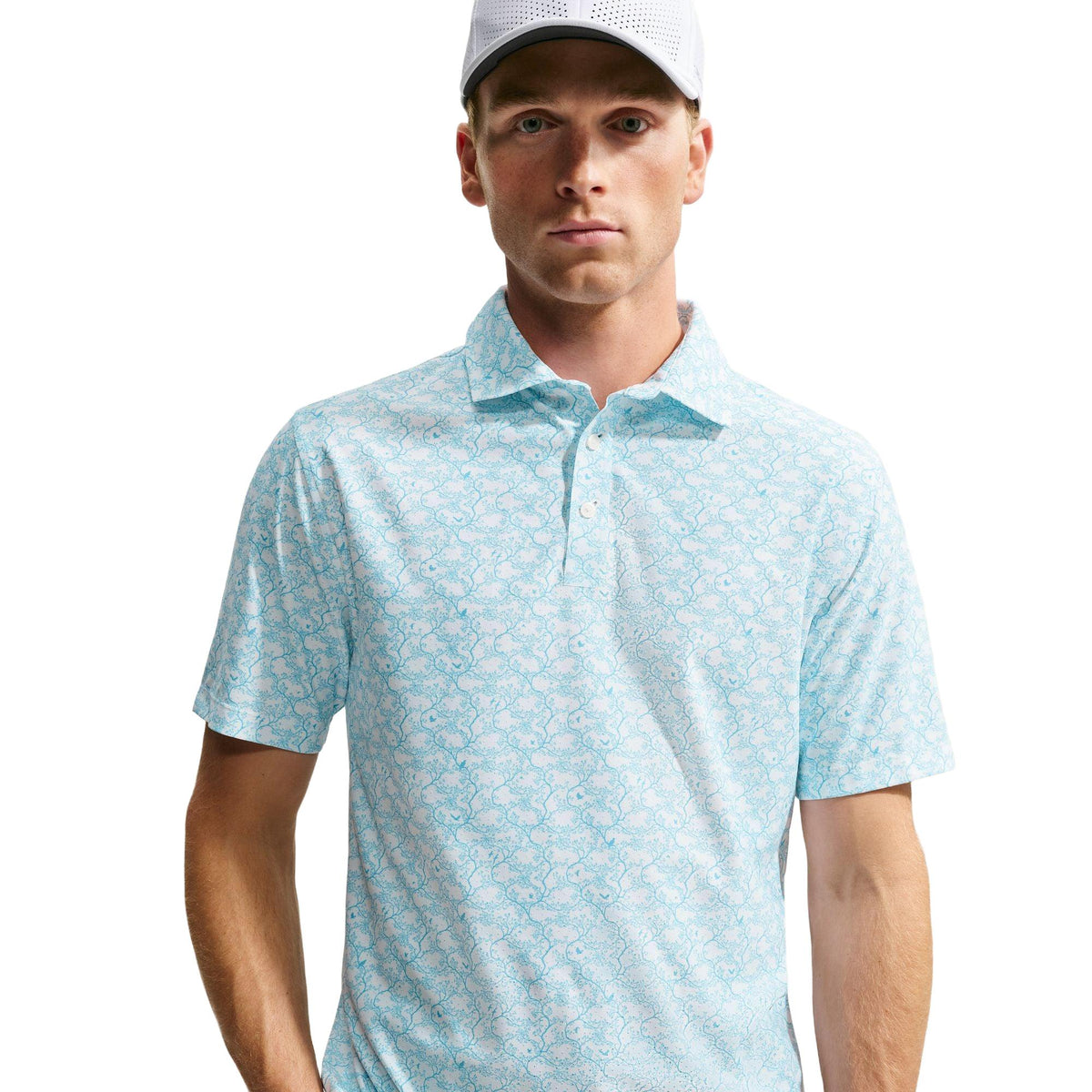 Nike Tailored Performance Men's Microprint Golf Polo - Baltic Blue / Summit White