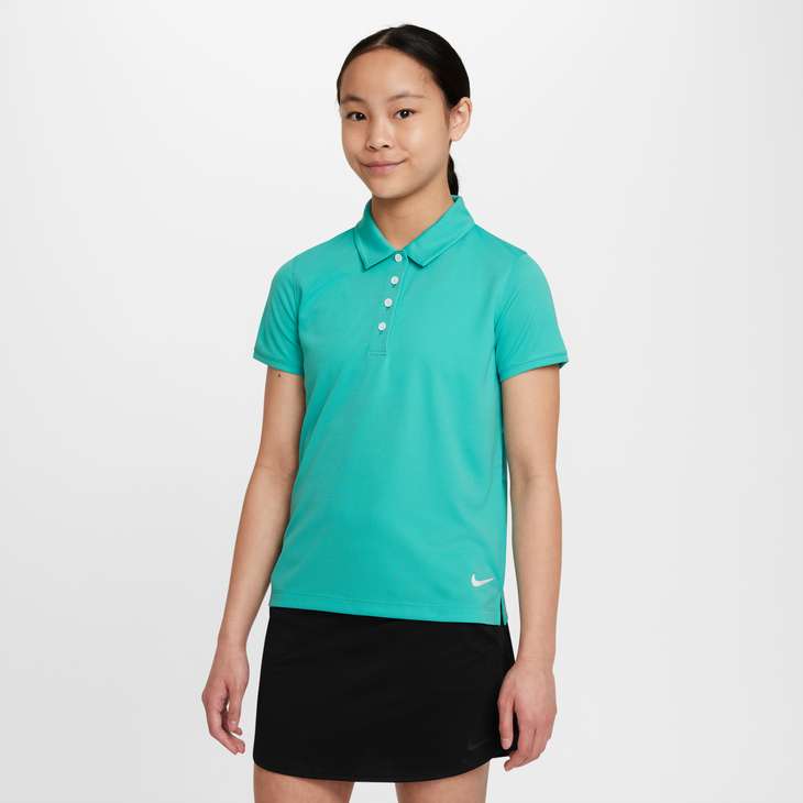 Nike Dri-FIT Victory Big Kids' (Girls') Golf Polo - Washed Teal / White