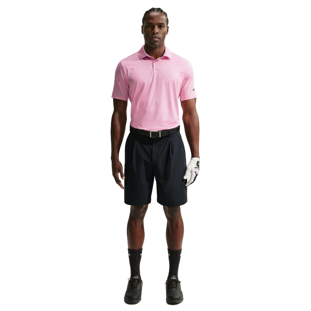 Nike Velocity Men's Dri-FIT Golf Polo - Micro Print - Peony / Black