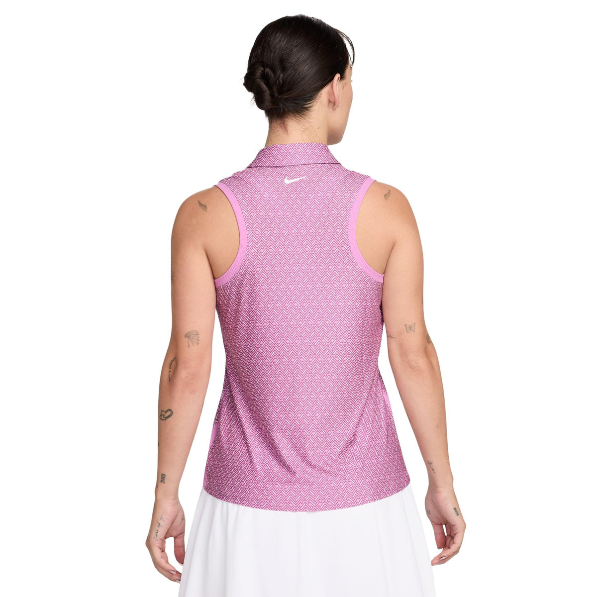 Nike Victory Women's Dri-FIT Sleeveless Printed Golf Polo - Light Magenta / Light Bordeaux / White