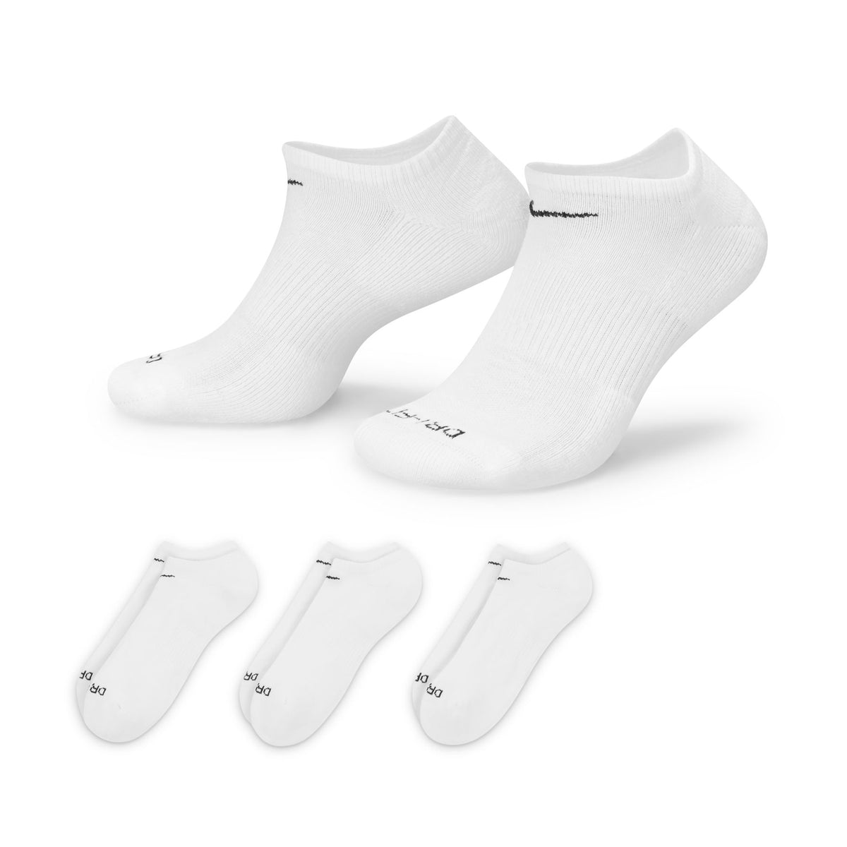 Nike Everyday Plus Cushion Training No-Show Socks (3 Pairs) - White/Black
