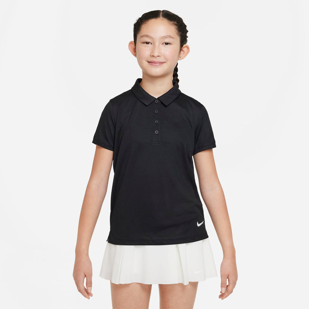Nike Dri-FIT Victory Big Kids' (Girls') Golf Polo - Black / White