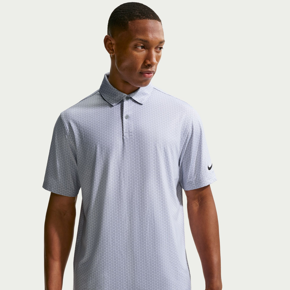 Nike Velocity Men's Dri-FIT Golf Polo - Micro Print - Wolf Grey / Black