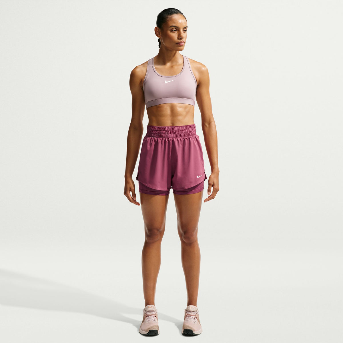 Nike One Women's Dri-FIT High-Waisted 3" 2-in-1 Shorts - Pink Smoke / White