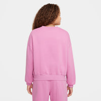 Nike Sportswear Club Fleece Girls' Boxy Crew-Neck Sweatshirt - Magic Flamingo / White