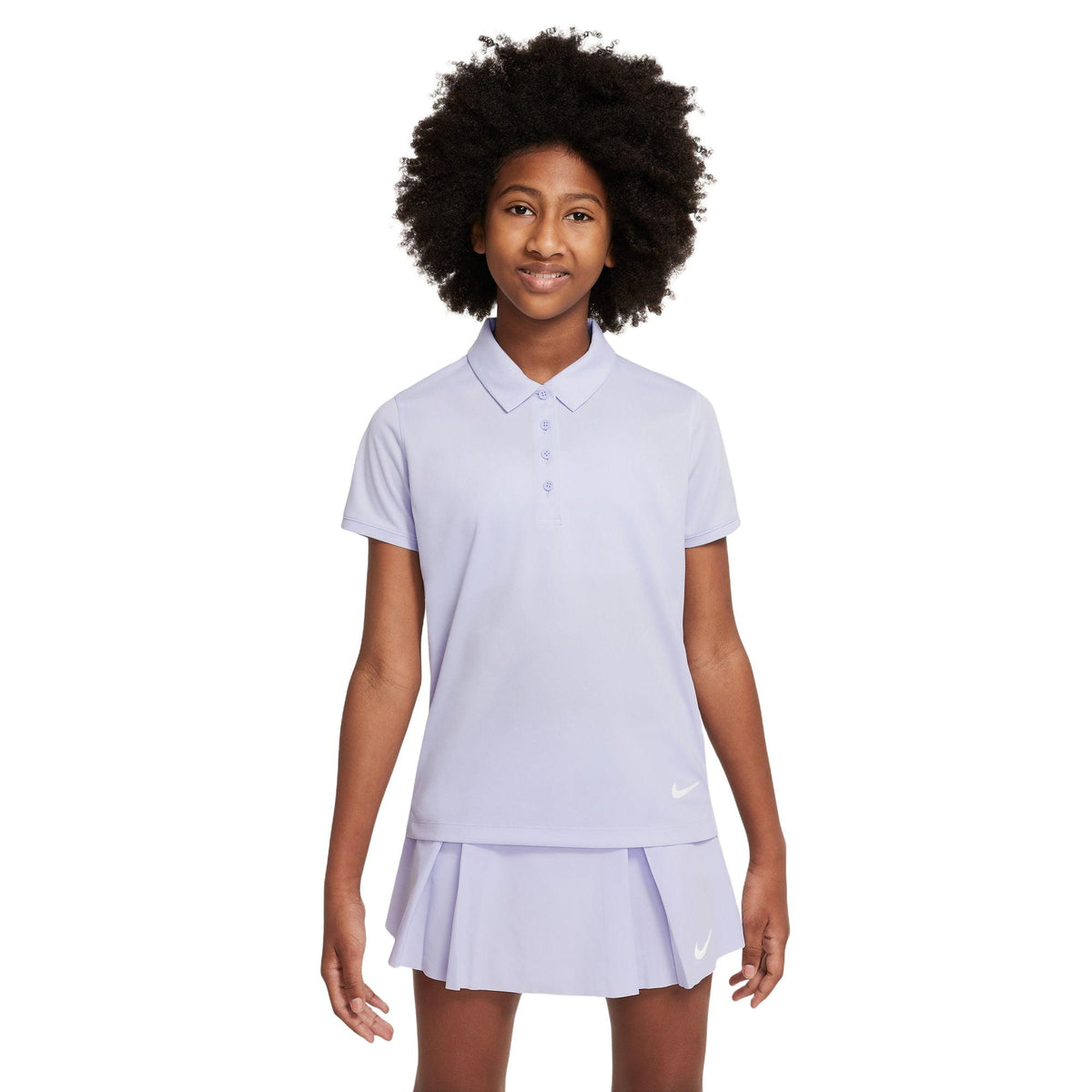 Nike Dri-FIT Victory Big Kids' (Girls') Golf Polo - Oxygen Purple / White