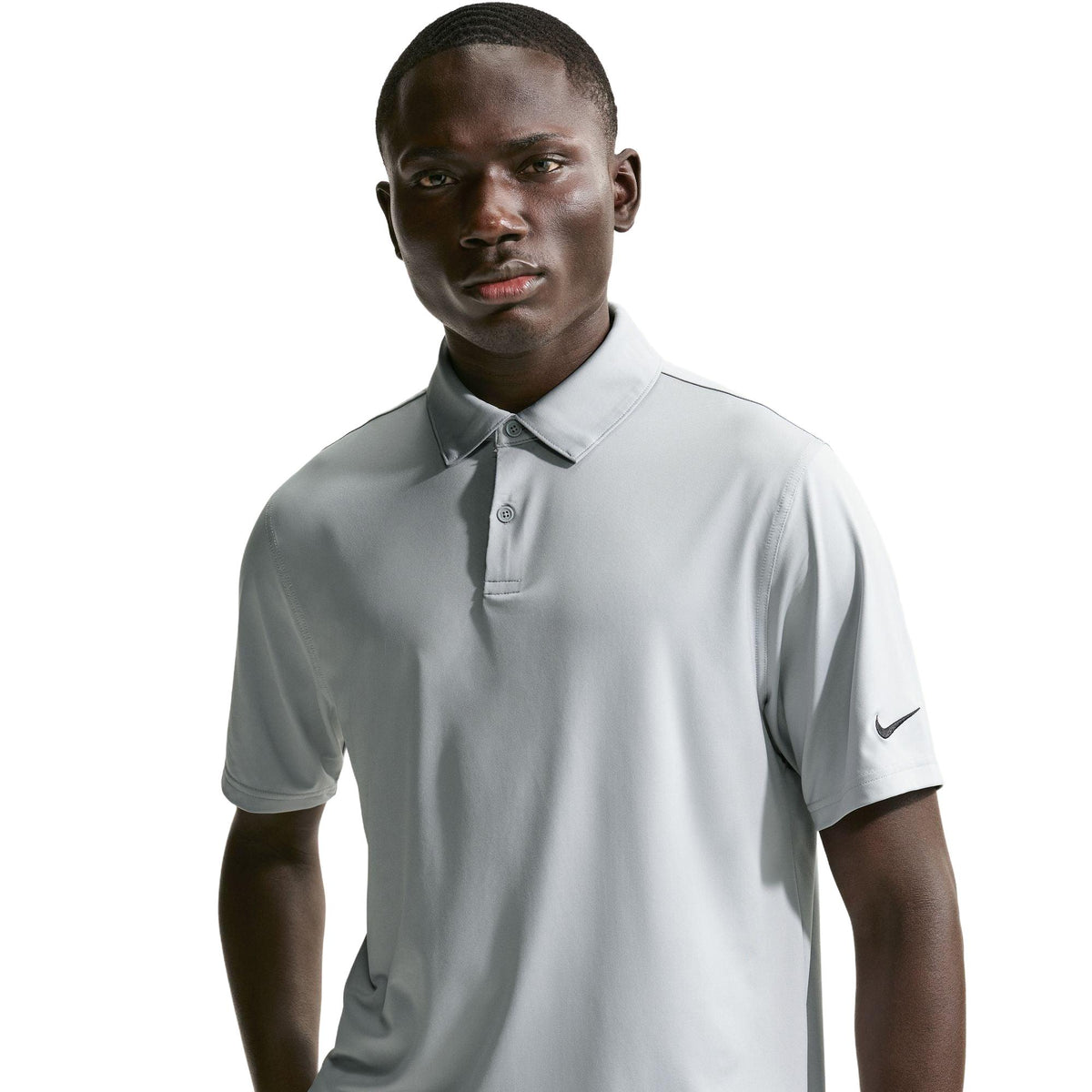 Nike Velocity Men's Dri-FIT Sleeve Logo Golf Polo - Wolf Grey / Black