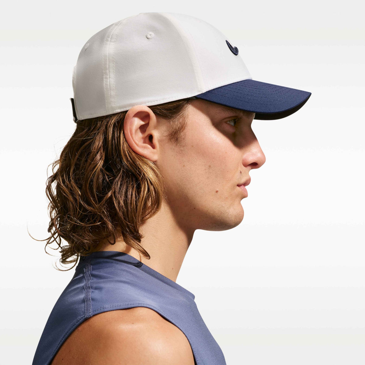 Nike Dri-Fit Structured Swoosh Club Cap (backordered to July 2026) - Sail/College Navy