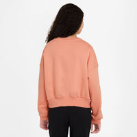 Nike Sportswear Club Fleece Girls' Boxy Crew-Neck Sweatshirt - Apricot Agate / White