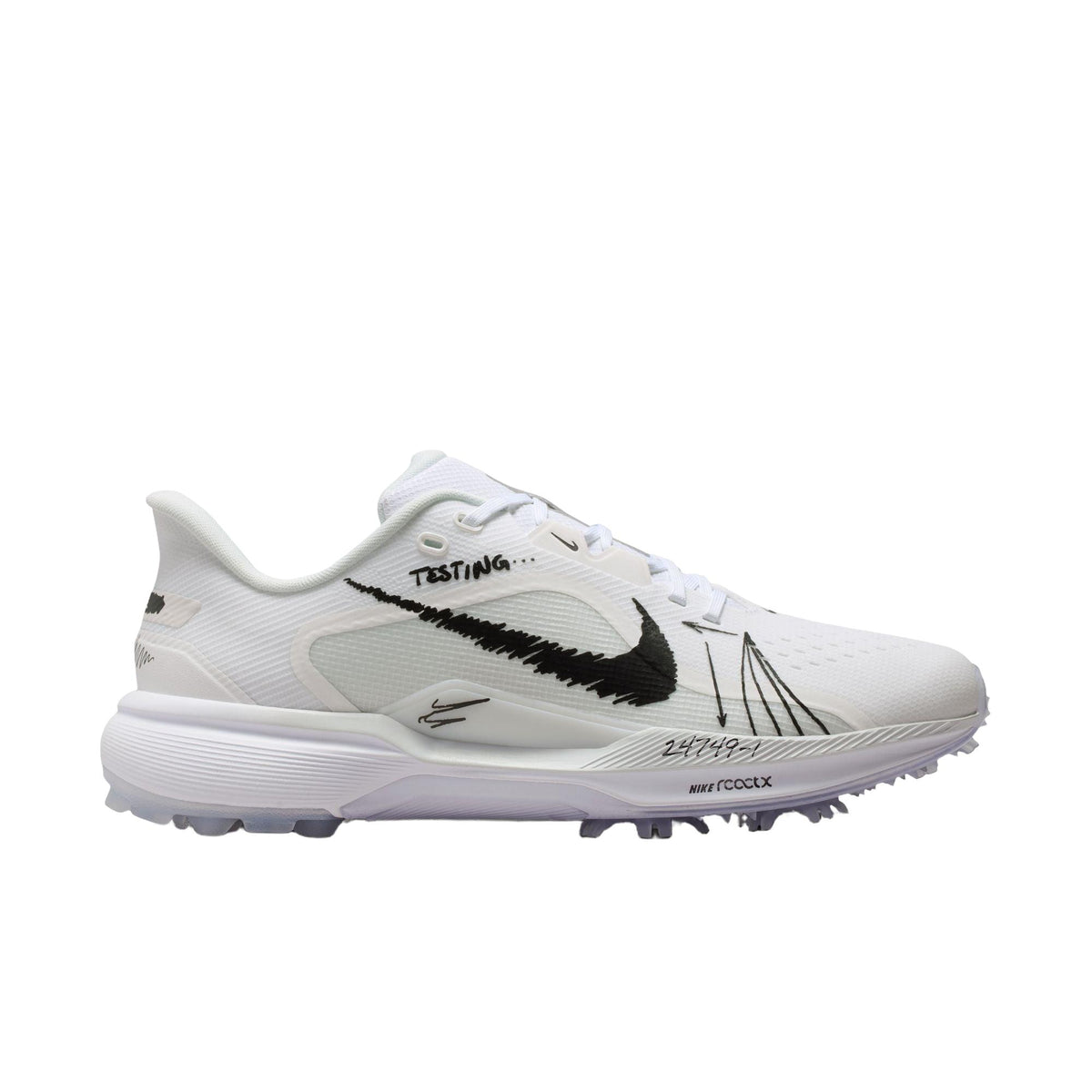 Nike Pegasus 1 Golf Shoes - White / Summit White / Metallic Silver / Black